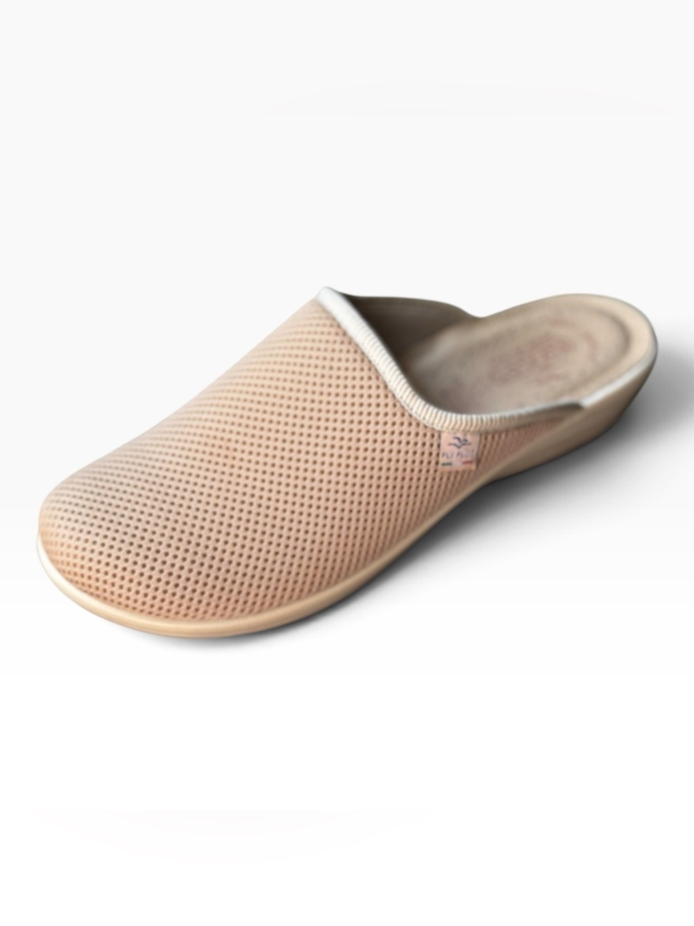 Fly Flot Clogs Beige Mesh Anatomic Anti Shock Italy Leather Womens 9.5 / EU 41